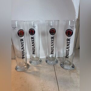 Paulaner Munchen 9.5” Tall 0.3L  Beer Glasses Set Made in Germany.